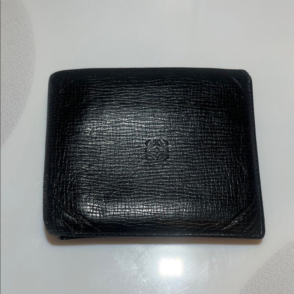 Loewe men’s black leather wallet with change pouch